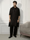 Men Black Embroidered Kurta With Pyjama & Dupatta